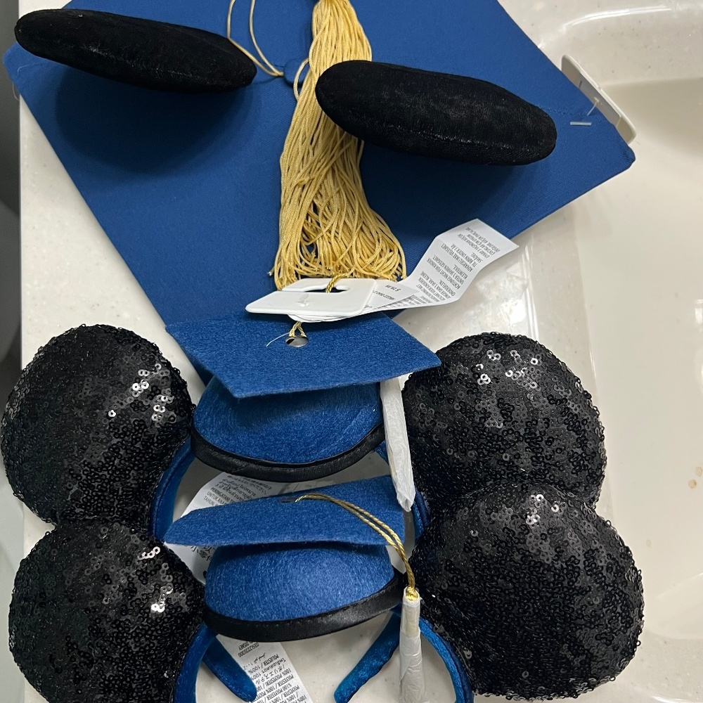 NWT- 3 pair Graduation Mickey and Minnie Ears